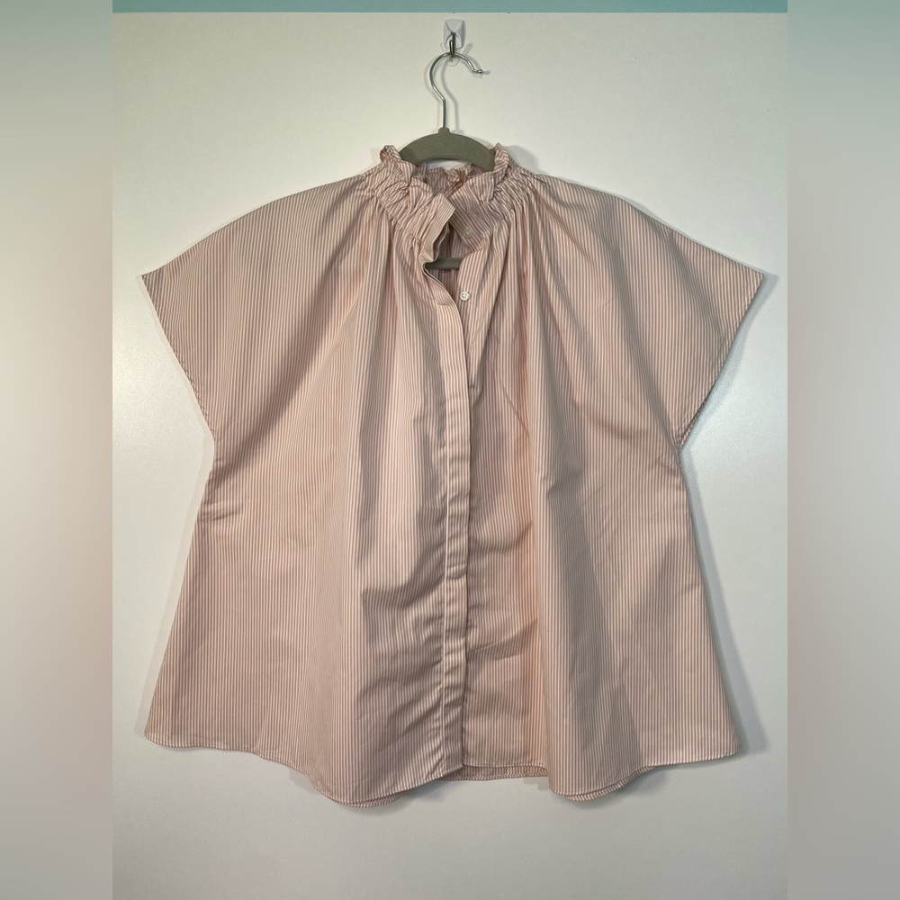 Ann Mashburn Ruffle Neck Top size S
